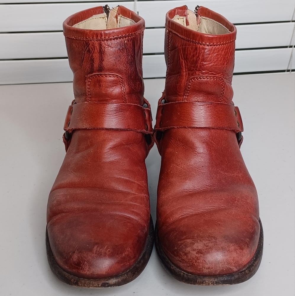 Frye Phillip Boho Leather Sz 7 Harness Boots - Picture 4 of 11